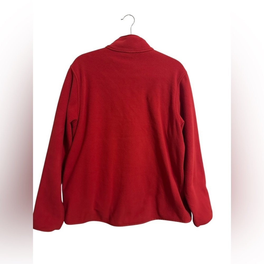 Lands’ End Red Fleece Full Zip Jacket Women’s Size 14 Winter Warm Comfortable - Picture 3 of 8
